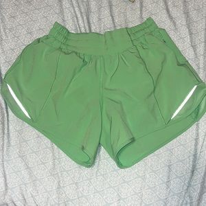 Lululemon Electric Green Hotty Hot 4” Shorts